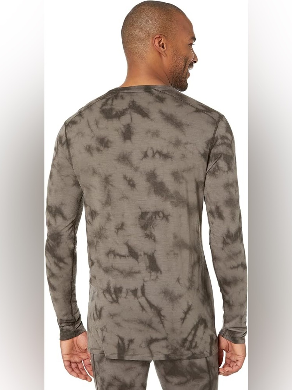 SmartWool Classic Thermal Merino Base Layer Crew Mens M Tie Dye Black Marble